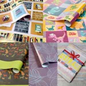 Assorted 5 Gift Wrapping Papers with for fun facts on wrapped gifts, Multicolour