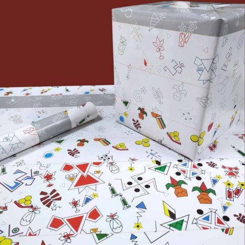 Set of 10 Diwali Doodle Gift Wrapping Paper, No Facts