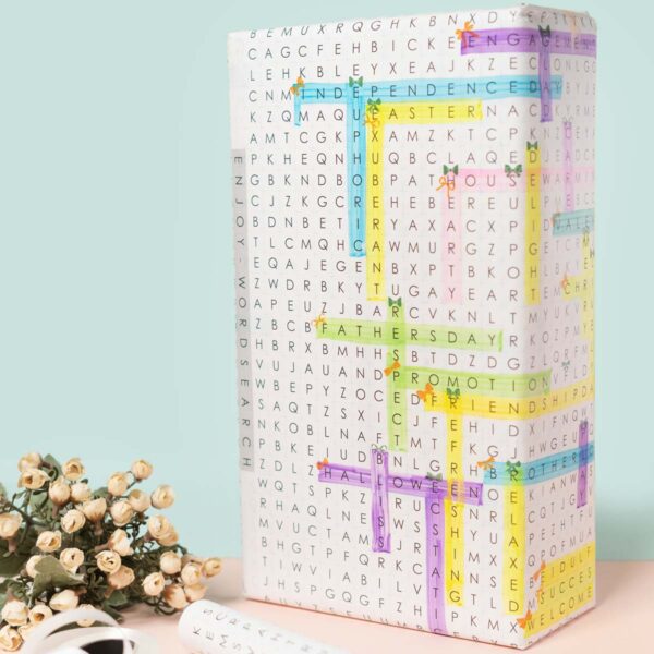 Pack of 10 Word Search Game, Gift Wrapping Paper