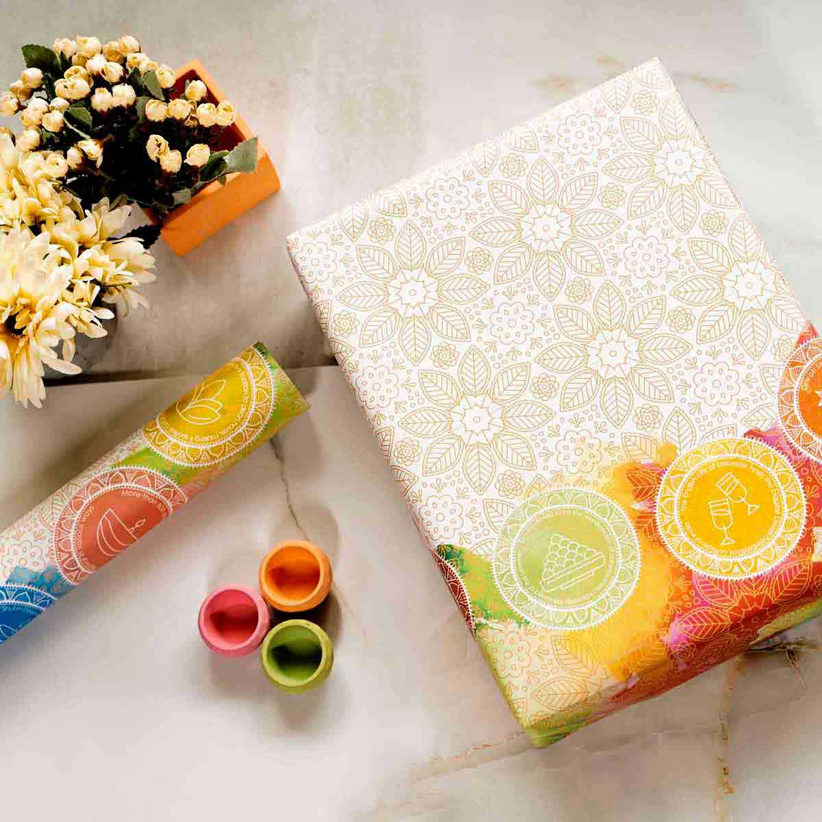 Diwali Greetings Gift Wrapping Paper: Let the Diyas on your Wrapped Gifts Light up your Knowledge