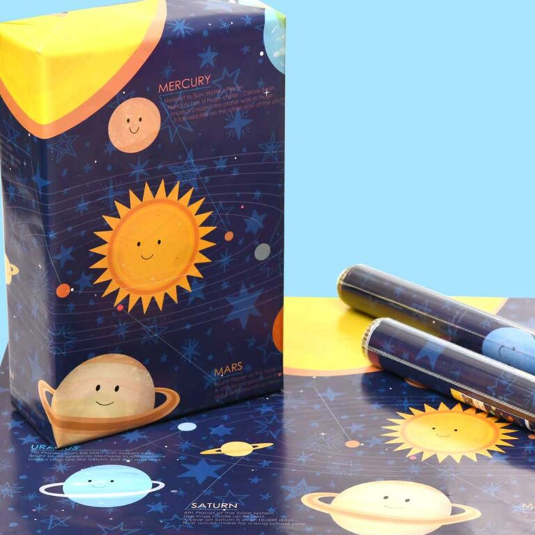 Solar System Gift Wrapping Paper with Facts, Pack of 10 Sheets