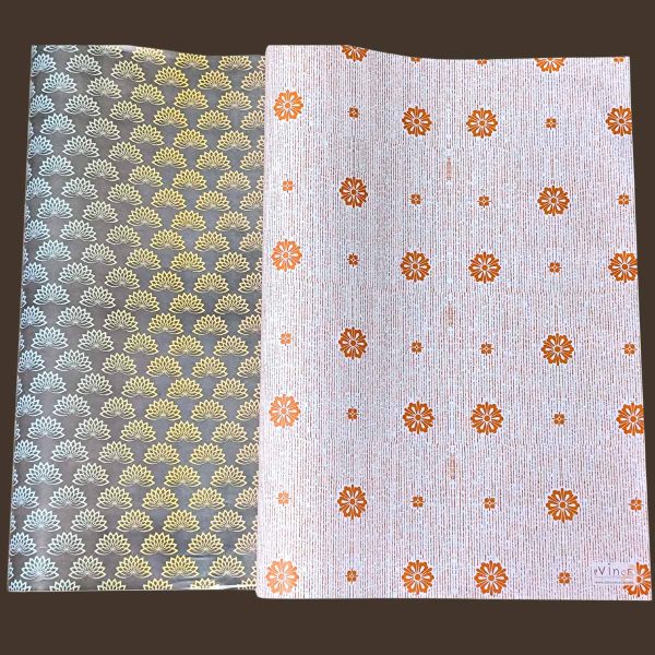 Classic Marigold with Lotus Pattern | Set of 20 Gift Wrapping  Sheets Roll - Image 3