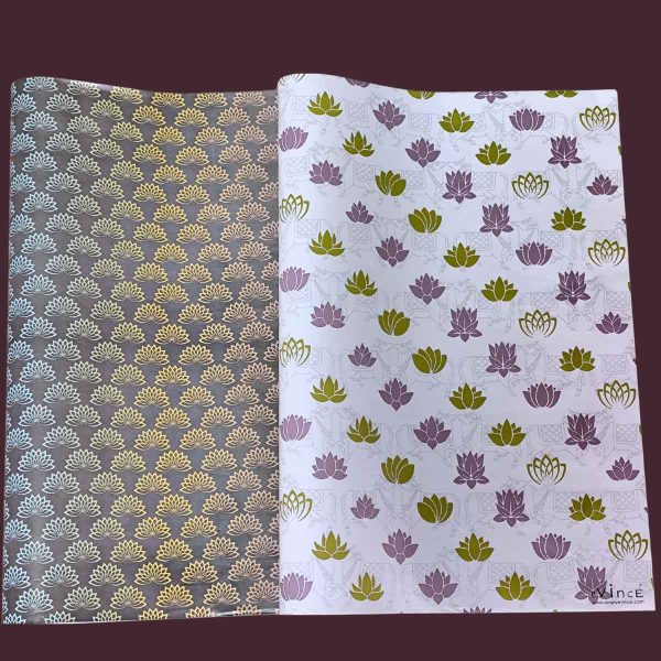 Forever Lotus with Indian Lotus Pichwai Cow | Indian Culture Set of 20 Gift Wrapping Paper - Image 3