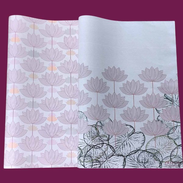 Festive Lotus  with Lotus Pond | Pack of 20 Gift Packing Sheets - Image 3