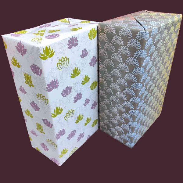 Forever Lotus with Indian Lotus Pichwai Cow | Indian Culture Set of 20 Gift Wrapping Paper - Image 2